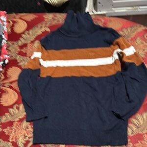 Men's Navy and Brown Striped Sweater